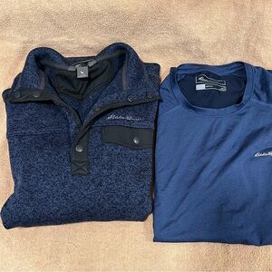 Eddie Bauer Mens Radiator Fleece 2.0 & Resolution Tee 2 piece Combo! Size Small